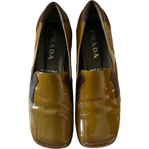 Prada Olive and Brown Flats